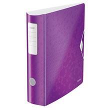Pákový pořadač Leitz WOW 180° - A4, celoplastový, šíře hřbetu 8,2 cm, purpurový