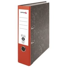 Pákový pořadač OFFICEO - A4, kartonový, 7,5 cm, mramor, červený hřbet