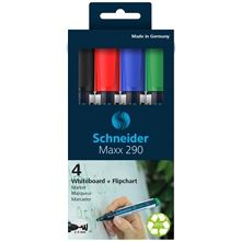 Popisovač na bílé tabule Schneider Maxx 290 - kulatý hrot,  sada 4 barev