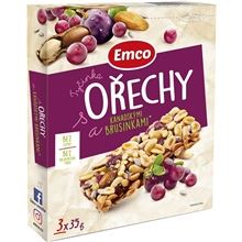 Tyčinky Emco - ořechy a brusinky, 3x 35g