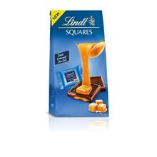 Čokoládové čtverečky Lindt Squares - hořké s karamelem a mořskou solí, 144 g