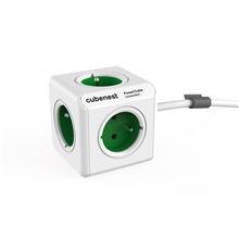Prodlužovací kabel s rozbočovačem Cubenest PowerCube Extended - 5 zásuvek, 1,5 m, zelený