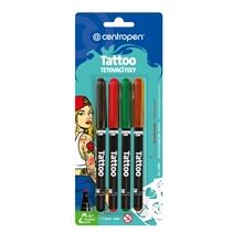 Tetovací fixy Centropen Tattoo - na kůži, 4 ks