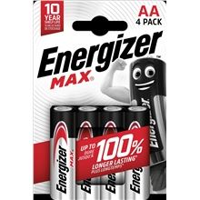 Alkalické baterie Energizer Max - 1,5V, LR6, typ AA, 4 ks