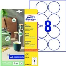 Snímatelné kulaté etikety Avery Zweckform - bílé, průměr 69 mm, 80 ks