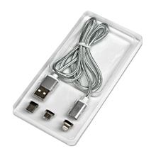 Kabel USB 2.0 A-M s magnetickými koncovkami (typ C+lighting+USB micro B) - 1m, kulatý