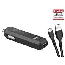 Rychlonabíječka do auta AVACOM CarMAX 2 - 2x Qualcomm Quick Charge 2.0, USB-C, černá