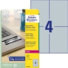 Velmi odolné polyesterové etikety Avery Zweckform - stříbrné, 105 x 148 mm, 80 ks
