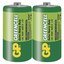 Zinková baterie GP Greencell - D, R20, 1,5V, 2 ks
