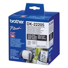 Samolepicí role pro tiskárny Brother QL, DK-22205 - 62 mm x 30,48 m, černý tisk, bílá