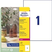 Velmi odolné polyesterové etikety Avery Zweckform - krystalicky čiré, 210 x 297 mm, 25 ks
