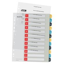 Plastové rozlišovače Leitz Cosy - barevné, sada 1-12