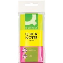 Samolepicí bloček Q-Connect - 38 x 51 mm, neonový, 3 x 50 lístků