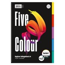 Kroužkový blok College 5Colours A4, čtverečkovaný, s rejstříkem - 100 listů, 5 barev x 20 listů