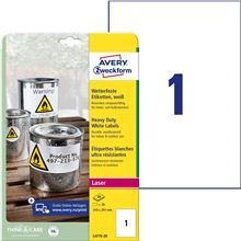 Velmi odolné polyesterové etikety Avery Zweckform - bílé, 210 x 297 mm, 20 ks