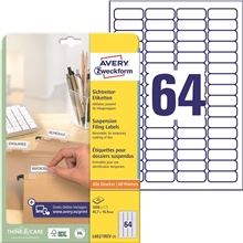 Etikety na závěsné složky Avery Zweckform - bílé, 45,7 x 16,9 mm, 1600 ks
