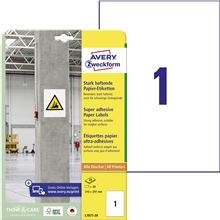 Etikety s vysokou lepivostí Avery Zweckform - bílé, 210 x 297 mm,20 ks