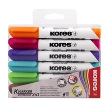 Popisovač na bílé tabule Kores K-MARKER - kulatý hrot, sada 6 barev