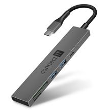USB-C hub s čtečkou karet CONNECT IT CompactPRO - externí, antracitový