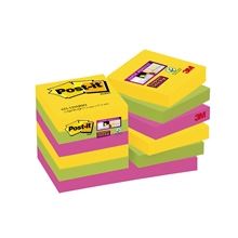 Samolepící bloček Post-it Super Sticky - 47,6 x 47,6 mm, Carnival, 12 x 90 lístků