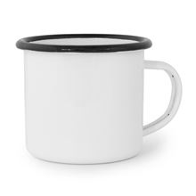 Plechový hrnek smaltovaný pro potisk - 360 ml, bílý, černý lem
