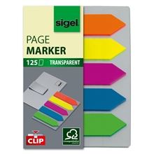 Samolepicí záložky Sigel®  "šipky" s klipem - 50 x 12 mm, mix barev, 5 ks