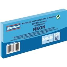 Samolepicí bloček Donau - 38 x 51 mm, neonový modrý, 3 x 100 lístků