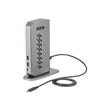 Dokovací stanice StarTech Hybrid USB-C USB-A Dock - 13 portů, Dual HDMI/DP, 40W, stříbrná