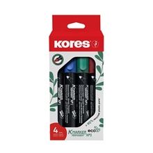 Permanentní popisovač Kores K-MARKER ECO - kulatý hrot, sada 4 barev