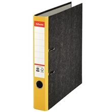 Pákový pořadač Esselte - A4, kartonový, 5 cm, mramor, žlutý hřbet