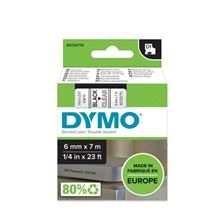 Páska Dymo D1 šířka 6 mm/návin 7m, černá / průhledná